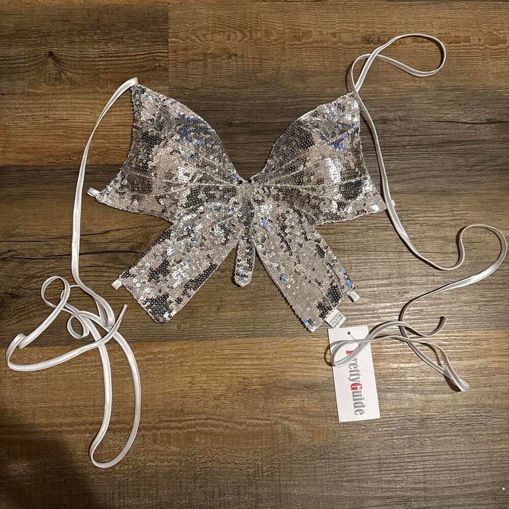 Women's Silver Sequin Fun Butterfly Top